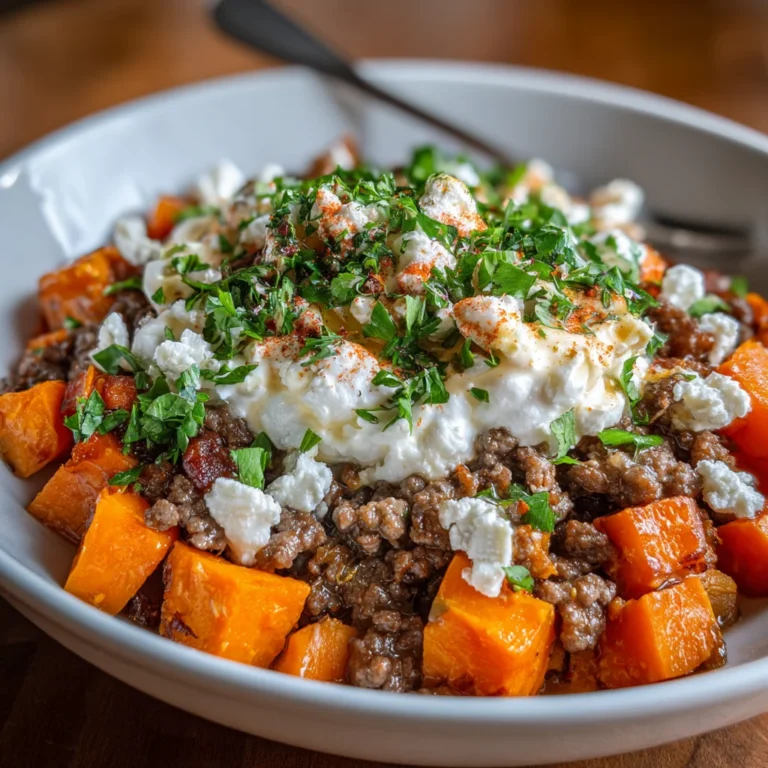 Savory Ground Beef & Sweet Potato Bowl with Creamy Cottage Cheese