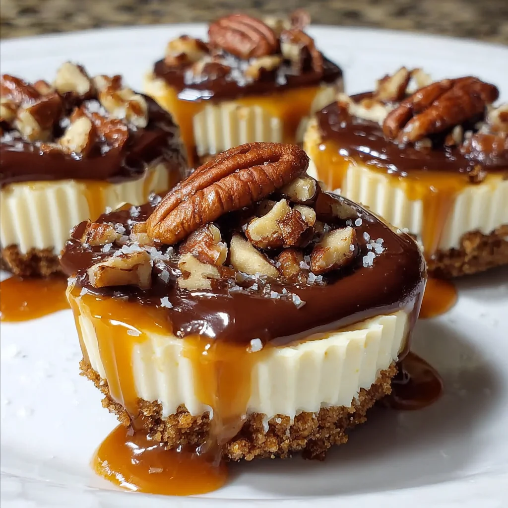 Mini Turtle Cheesecakes – Decadent Bites with Chocolate, Caramel & Pecans!