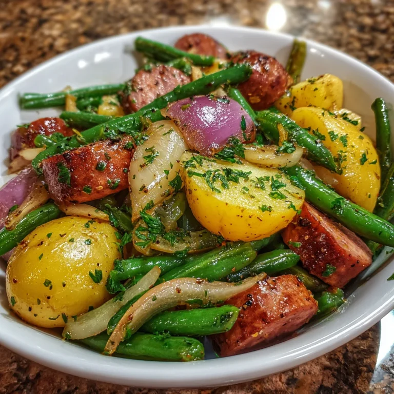 One-Pan Sausage, Green Beans & Potatoes – The Easiest Weeknight Dinner!