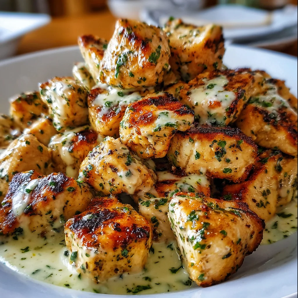 Grilled Chicken Bites with Creamy Garlic Sauce – Juicy, Flavorful & Perfect for Dipping!