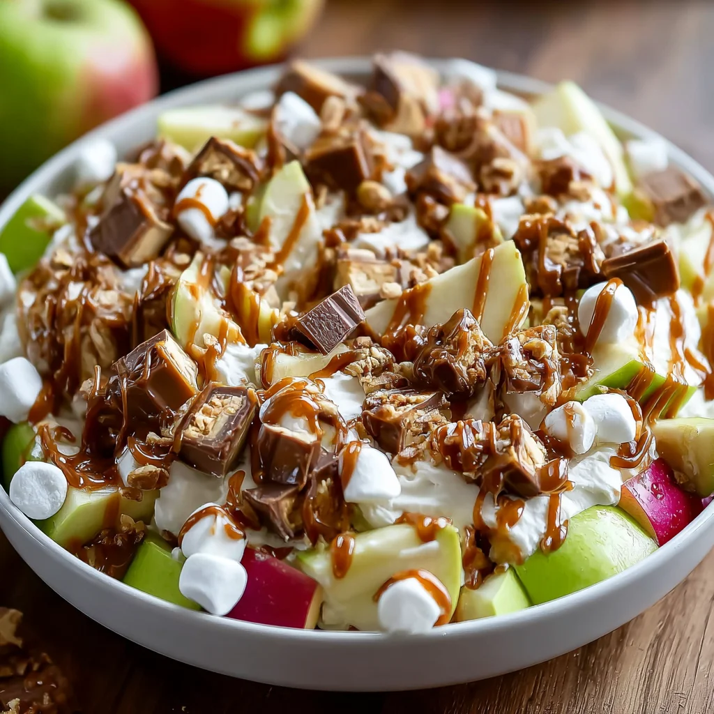 Snickers Caramel Apple Salad – Sweet, Creamy & Loaded with Crunch!