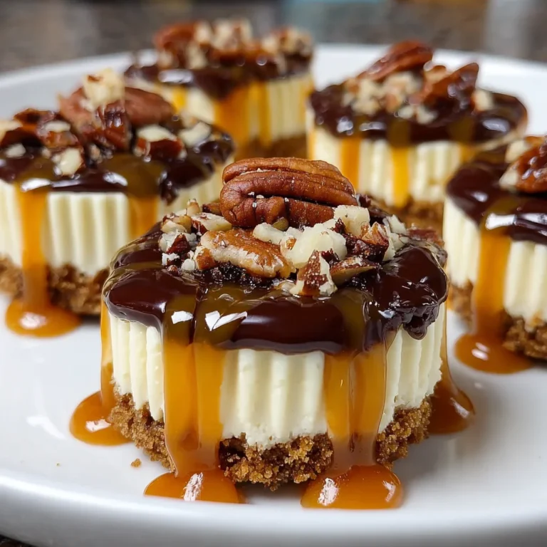 Mini Turtle Cheesecakes – Decadent Bites with Chocolate, Caramel & Pecans!