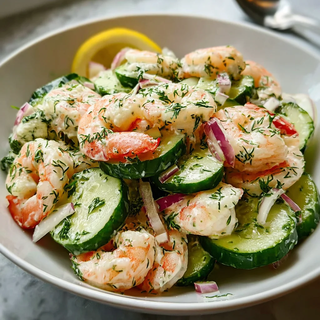 Creamy Cucumber Shrimp Salad – Light, Refreshing & Ready in 15 Minutes!