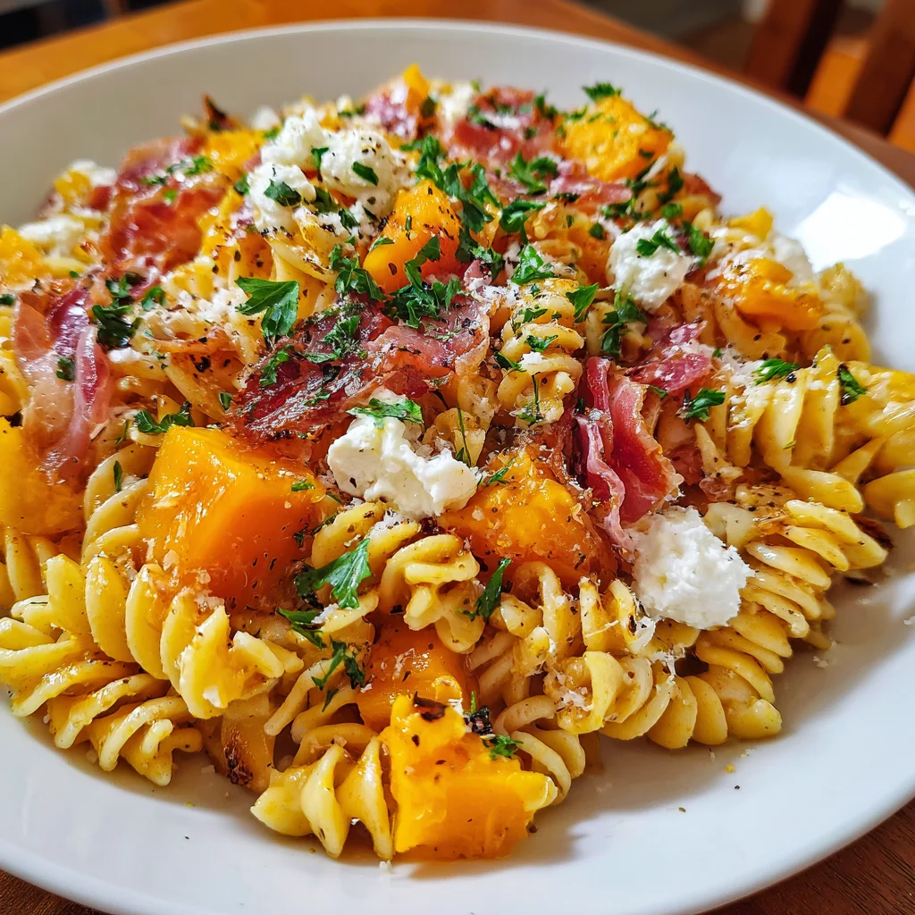 Pumpkin Pasta Salad with Goat Cheese & Crispy Prosciutto – Fall Flavors in Every Bite!