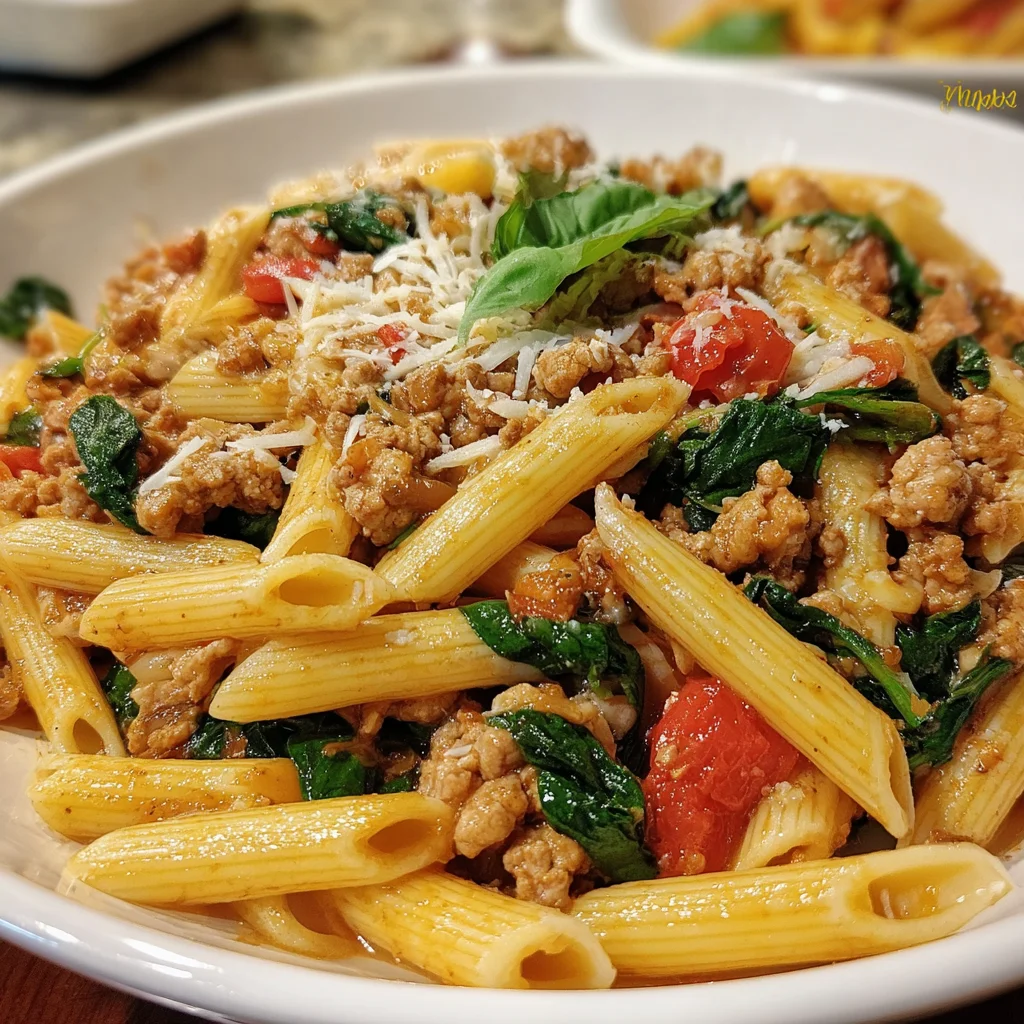 One-Pot Pasta with Ground Turkey & Spinach – Easy, Healthy & Done in 30 Minutes!