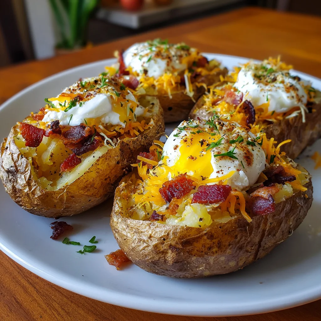 Baked Potatoes with Egg & Bacon – A Hearty, All-in-One Breakfast! 