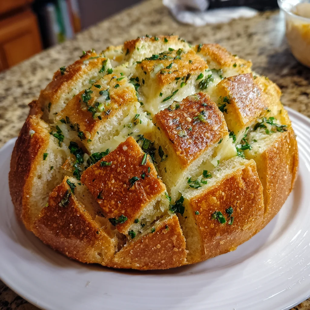 Garlic Herb Stuffed Sourdough Bread – Buttery, Cheesy & Pull-Apart Perfect!