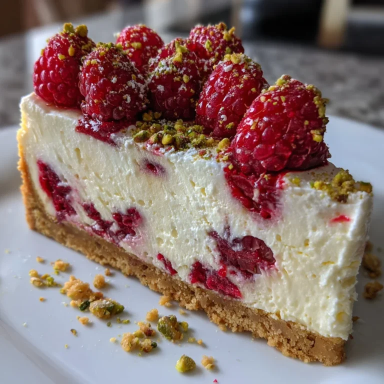 Raspberry Pistachio Cheesecake – Creamy, Nutty & Bursting with Bright Flavor!