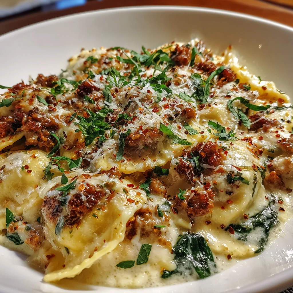 Sausage Alfredo Ravioli Lasagna – Creamy, Cheesy & Unbelievably Comforting!