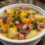 Cheesy Beef, Ham & Potato Soup – Hearty, Creamy & Loaded with Flavor!