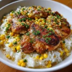 Chicken and Corn Skillet with Garlic Parmesan Rice – Creamy, Savory & One-Pan Perfection!
