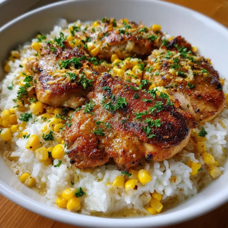 Chicken and Corn Skillet with Garlic Parmesan Rice – Creamy, Savory & One-Pan Perfection!