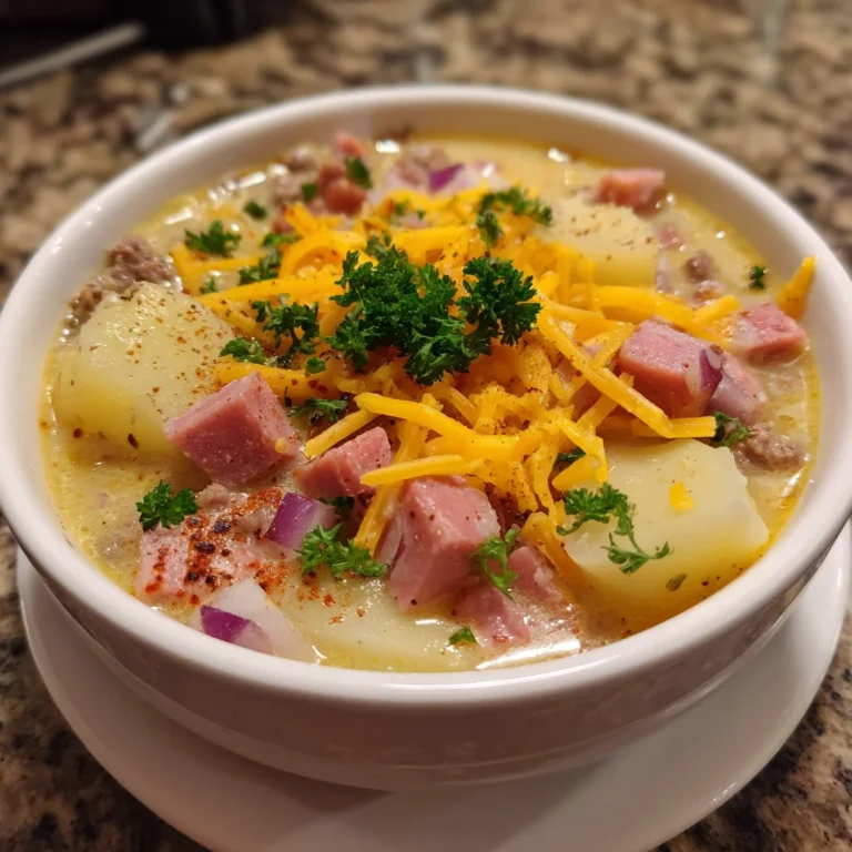 Cheesy Beef, Ham & Potato Soup – Hearty, Creamy & Loaded with Flavor!