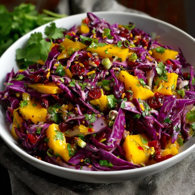 Purple Cabbage, Mango & Cranberry Slaw – Colorful, Crunchy & Bursting with Fresh Flavor!
