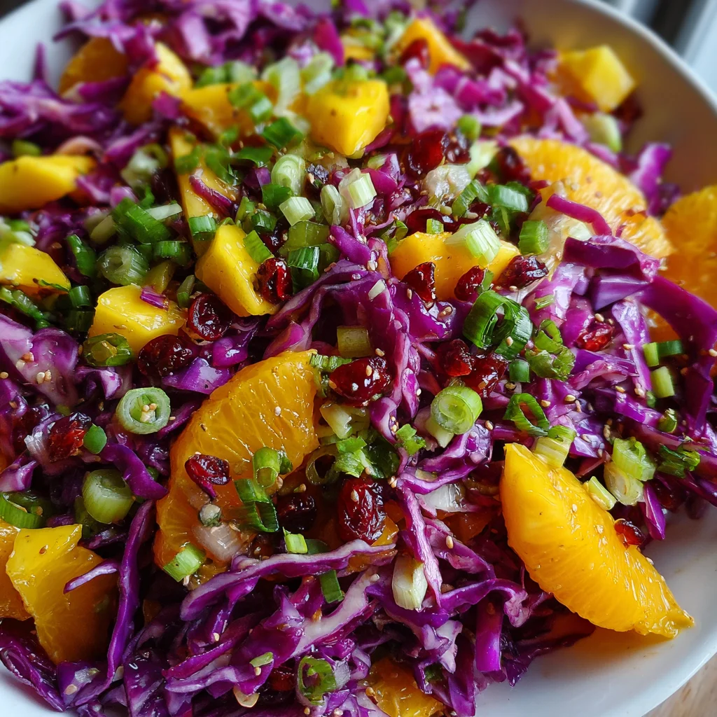 Purple Cabbage, Mango & Cranberry Slaw – Colorful, Crunchy & Bursting with Fresh Flavor!