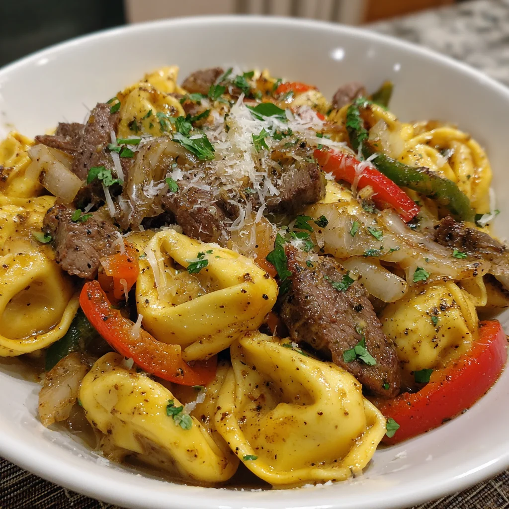Cheesesteak Tortellini in Rich Provolone Sauce – Creamy, Savory & Totally Indulgent!