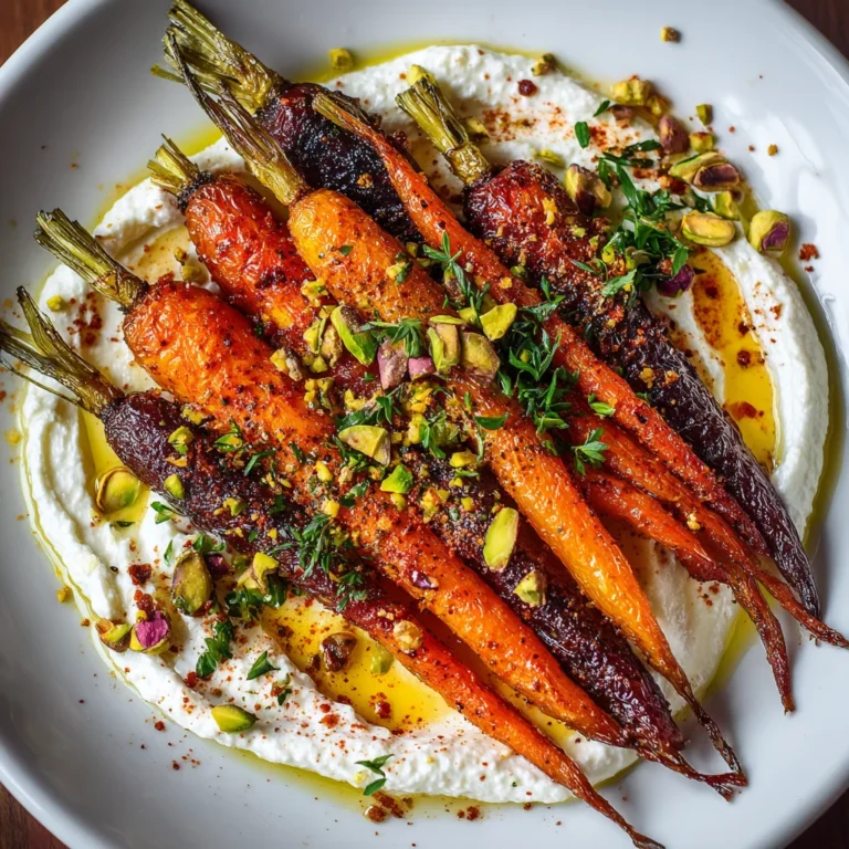 Roasted Carrots with Whipped Ricotta and Hot Honey – Sweet, Creamy & Irresistibly Elegant!