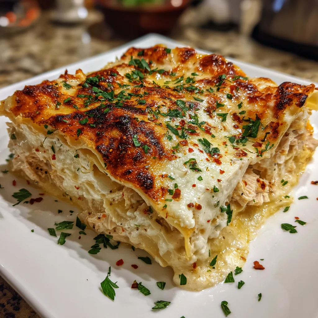 Chicken Alfredo Lasagna – Creamy, Cheesy & Utterly Comforting!