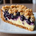 Heavenly Vanilla Cheesecake with Blueberry Crumble – Creamy, Fruity & Irresistibly Crunchy