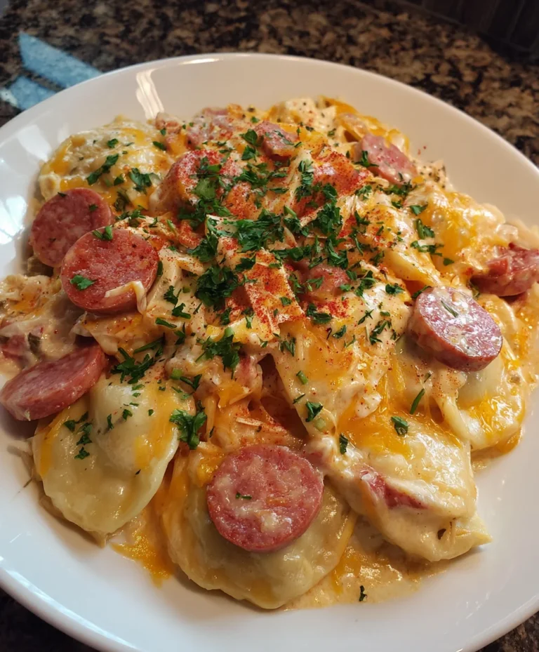 Crockpot Pierogi Casserole with Kielbasa – Cheesy, Hearty & Pure Comfort in Every Bite!