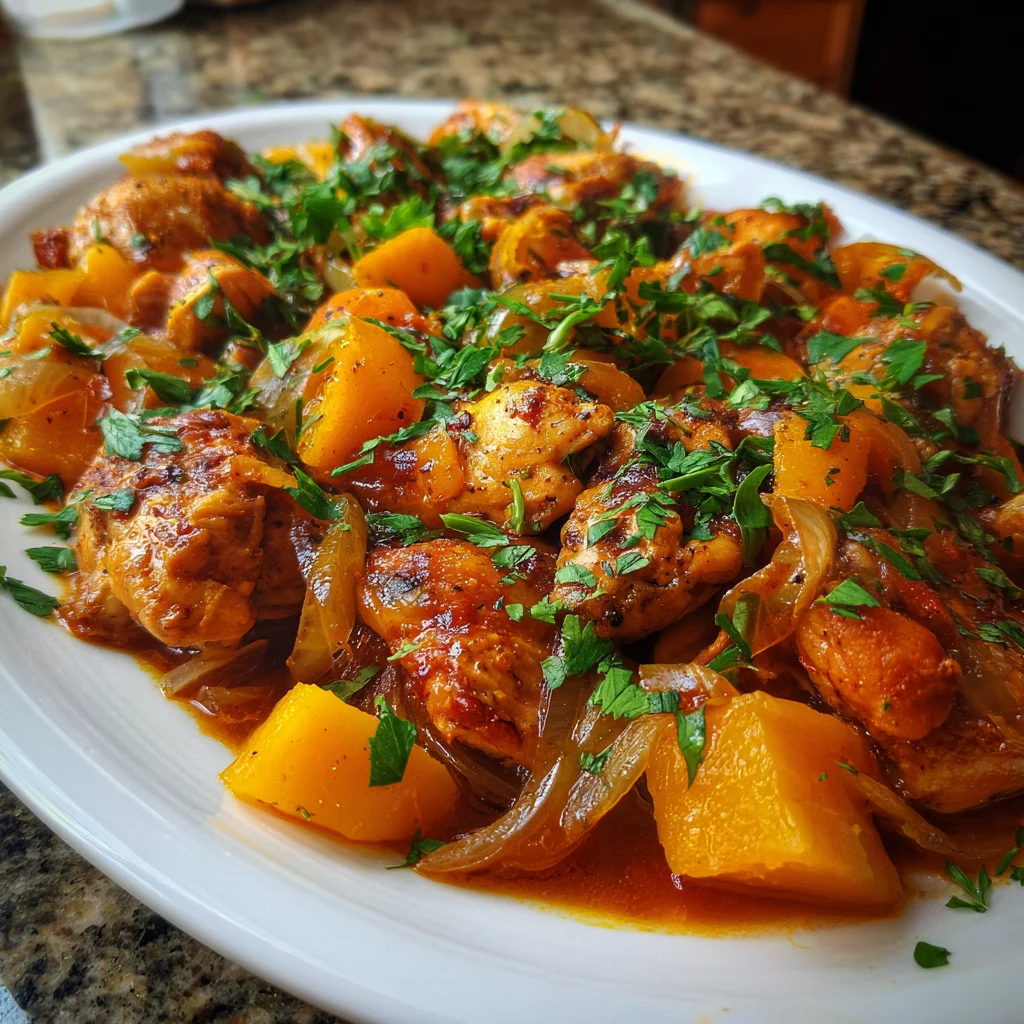 Hearty Chicken Stew with Butternut Squash – Cozy, Comforting & Bursting with Autumn Flavors!