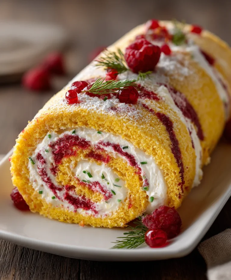 Festive Raspberry Swirl Christmas Roll – A Beautiful, Berry-Filled Holiday Showstopper!