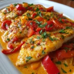 Tilapia in Roasted Pepper Sauce – Light, Creamy & Bursting with Mediterranean Flavor!