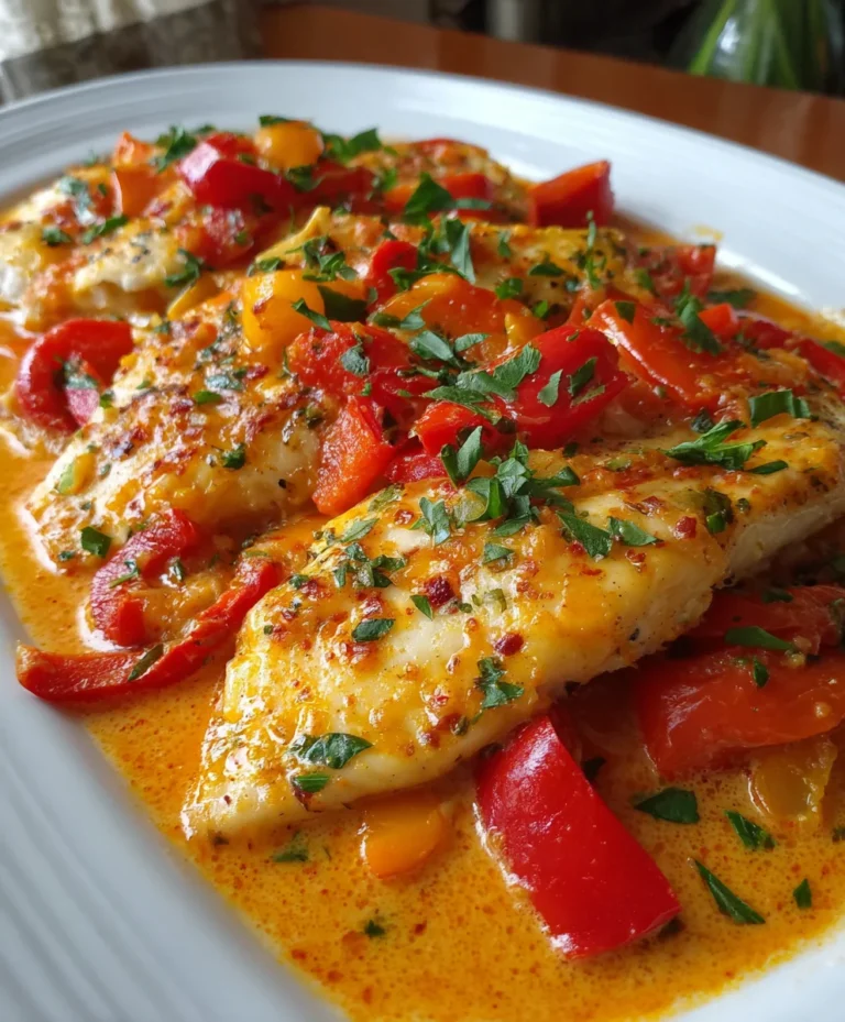 Tilapia in Roasted Pepper Sauce – Light, Creamy & Bursting with Mediterranean Flavor!