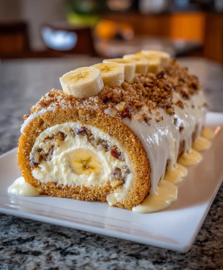 Banana Cake Cream Cheese Roll – Soft, Sweet & Swirled with Dreamy Perfection!
