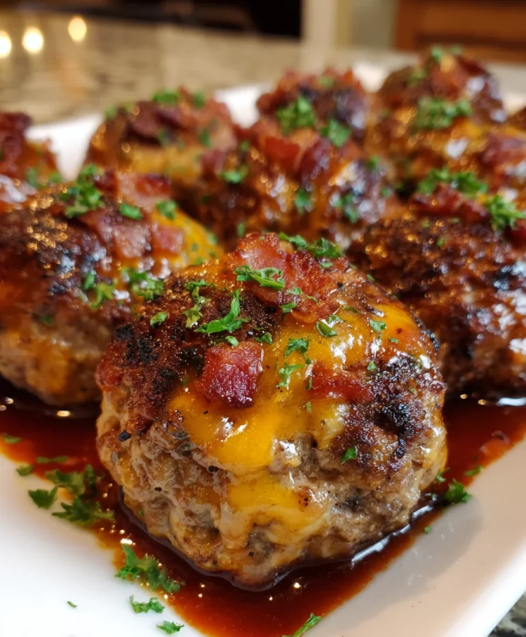 Sizzling Bourbon BBQ Bacon Cheeseburger Meatballs – Juicy, Smoky & Loaded with Big Bold Flavor!
