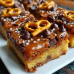 Salted Caramel Pretzel Blondies – Chewy, Gooey & Sweet–Salty Bliss!