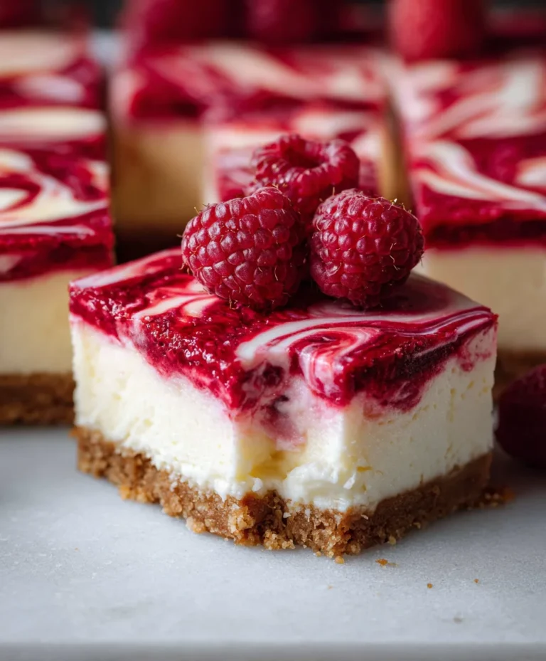 White Chocolate Raspberry Cheesecake Bars – Creamy, Decadent & Beautifully Swirled!