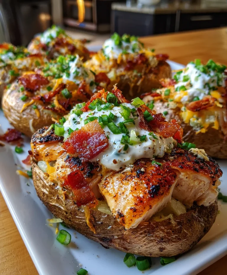 Chicken Bacon Ranch Baked Potatoes