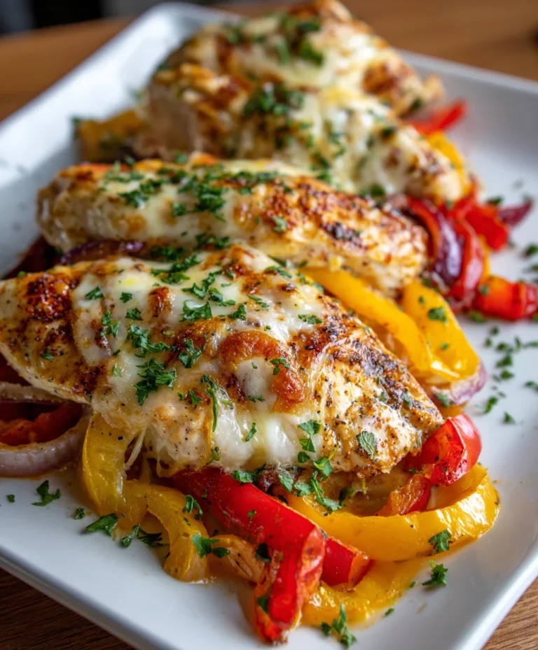 Cheesy Baked Chicken Breast and Peppers – Juicy, Colorful & Loaded with Melty Goodness!