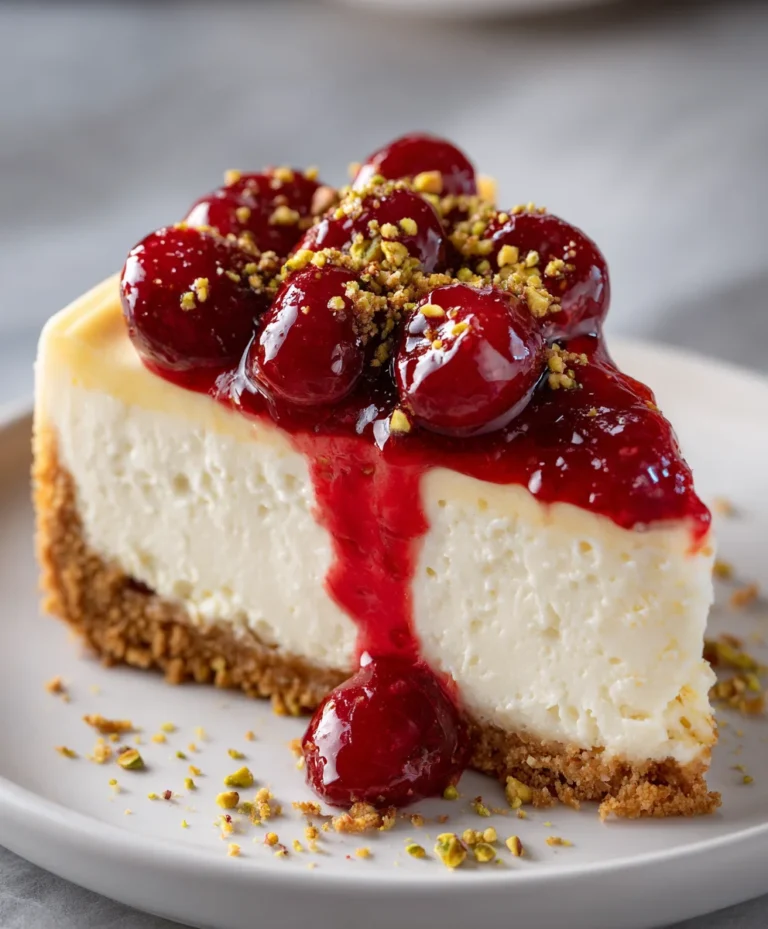Cherry Pistachio Cheesecake – Creamy, Nutty & Bursting with Cherry Bliss!