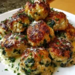 Baked Chicken Ricotta Meatballs with Spinach Alfredo Sauce – Creamy, Tender & Comfort-Food