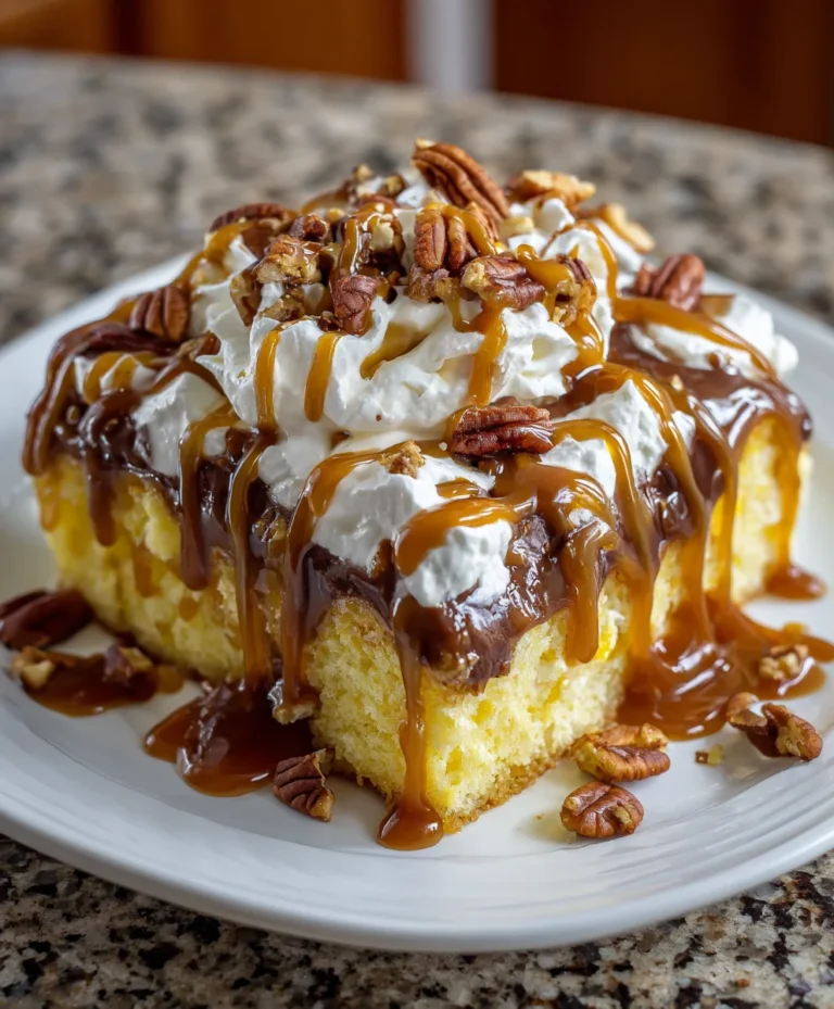 Turtle Poke Cake – Rich, Gooey & Loaded with Chocolate-Caramel Bliss!