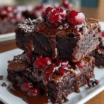 Fudgy Cherry Brownies with Ganache – Ultra Rich, Decadent & Cherry-Studded Perfection!