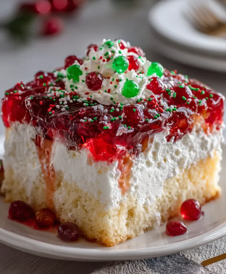 Christmas Jello Poke Cake – Festive, Fluffy & Bursting with Holiday Color!
