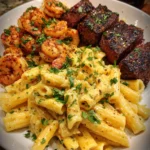 Blackened Steak & Shrimp Alfredo – Creamy, Spicy & Restaurant-Worthy!