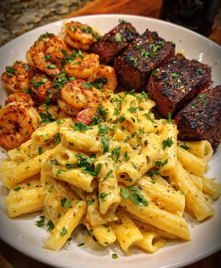 Blackened Steak & Shrimp Alfredo – Creamy, Spicy & Restaurant-Worthy!