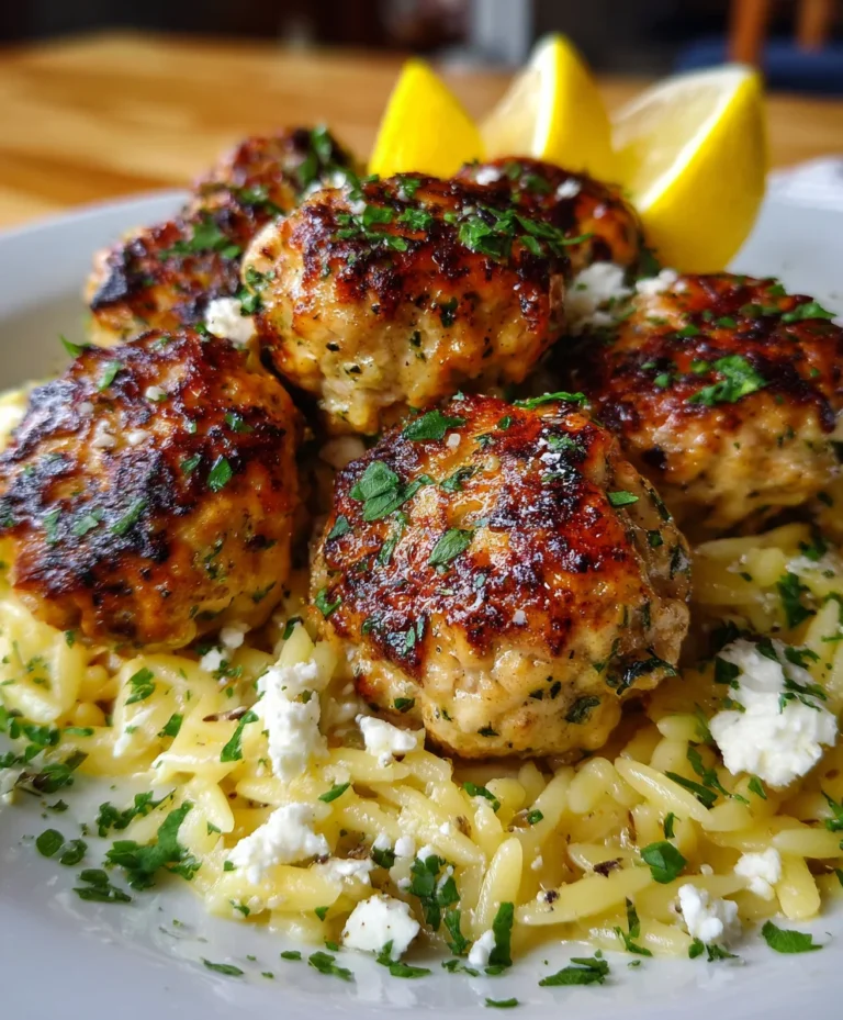 Greek Chicken Meatballs with Lemon Orzo – Bright, Herby & Mediterranean Comfort in Every Bite!