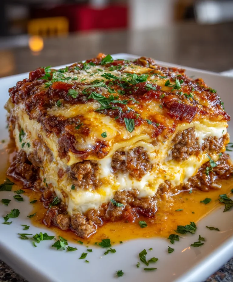 Parmesan Garlic Bacon Cheeseburger Lasagna – Ultra Cheesy, Savory & Comfort-Food Heaven!