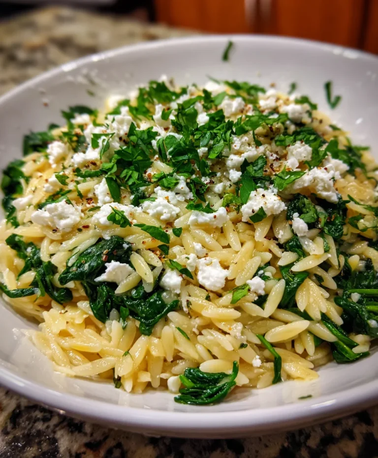 Orzo with Spinach and Goat Cheese – Creamy, Bright & Comfortingly Elegant!