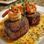 Steak with Shrimp Lobster Sauce – Luxurious, Savory & Surf-and-Turf Perfection!