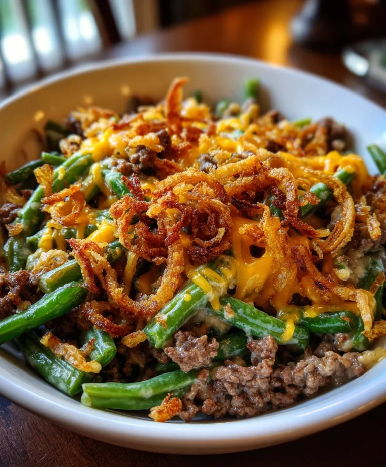 Hamburger Green Bean Casserole – Hearty, Cheesy & Comfort-Food Classic!