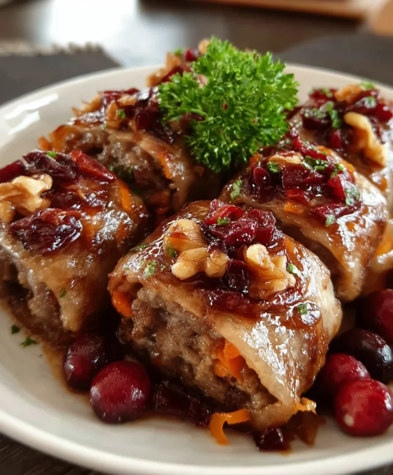 Ginger-Carrot Beef Rolls with Cranberries & Walnuts – Savory, Sweet & Elegantly Flavorful!