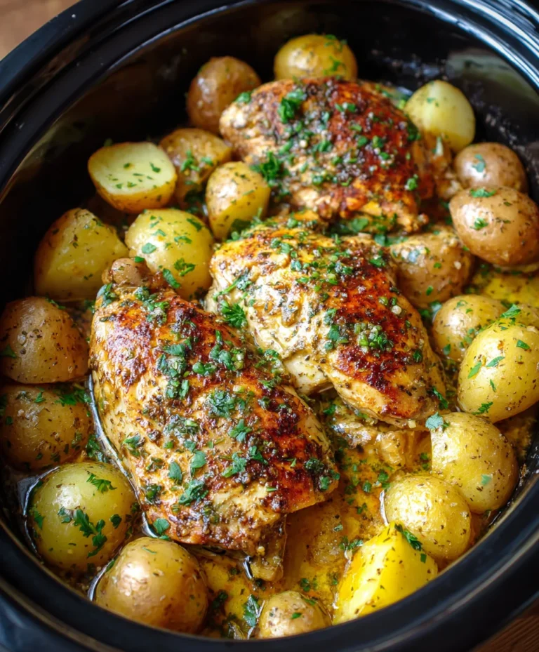 Crockpot Garlic Parmesan Chicken and Potatoes – Tender, Savory & Comfort-Filled!
