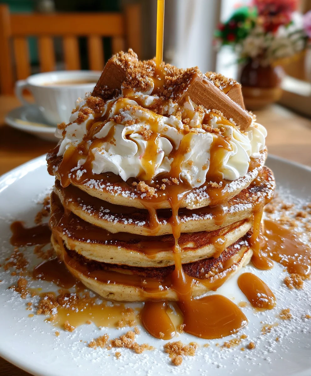 Decadent Biscoff Pancake Stack – Fluffy, Indulgent & Loaded with Cookie Butter Bliss!