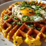 Cheddar Jalapeño Cornbread Waffles – Crispy, Cheesy & Packed with a Spicy Kick